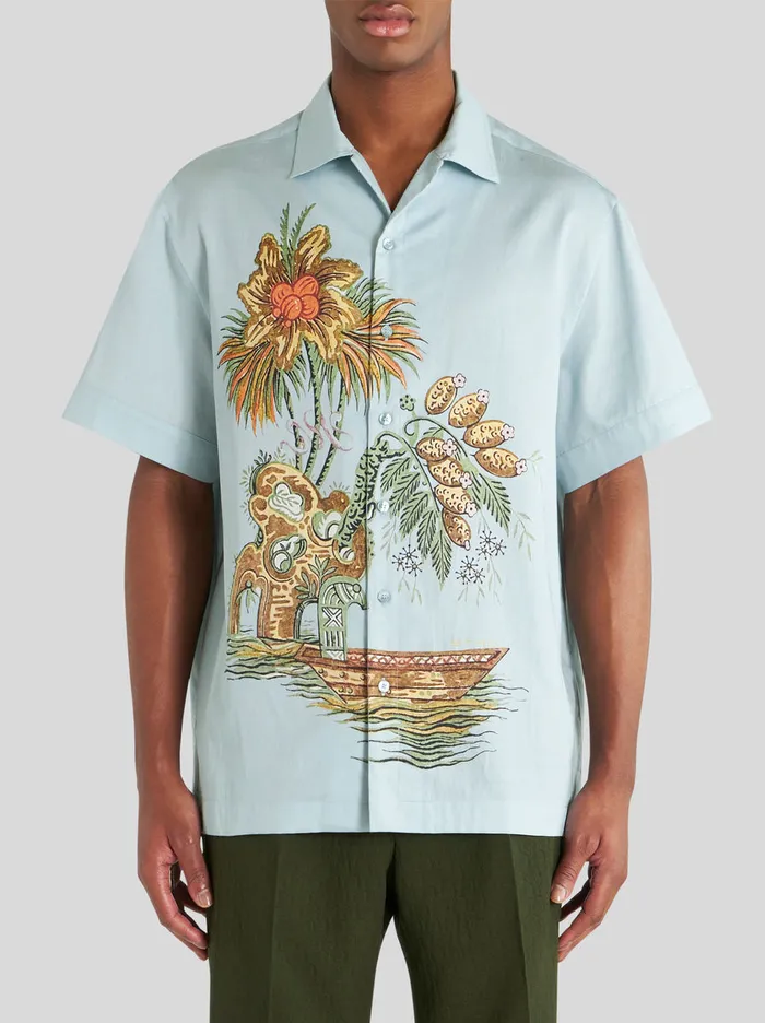 Men ShortSleeved Printed Cotton Shirt Etro Shirts