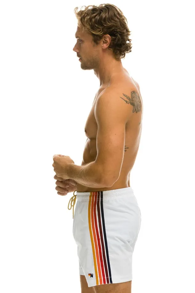 Men Shorts Aviator Nation 5 Stripe Flex Shorts 8211 White