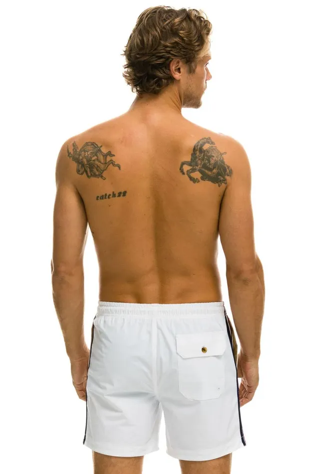 Men Shorts Aviator Nation 5 Stripe Flex Shorts 8211 White