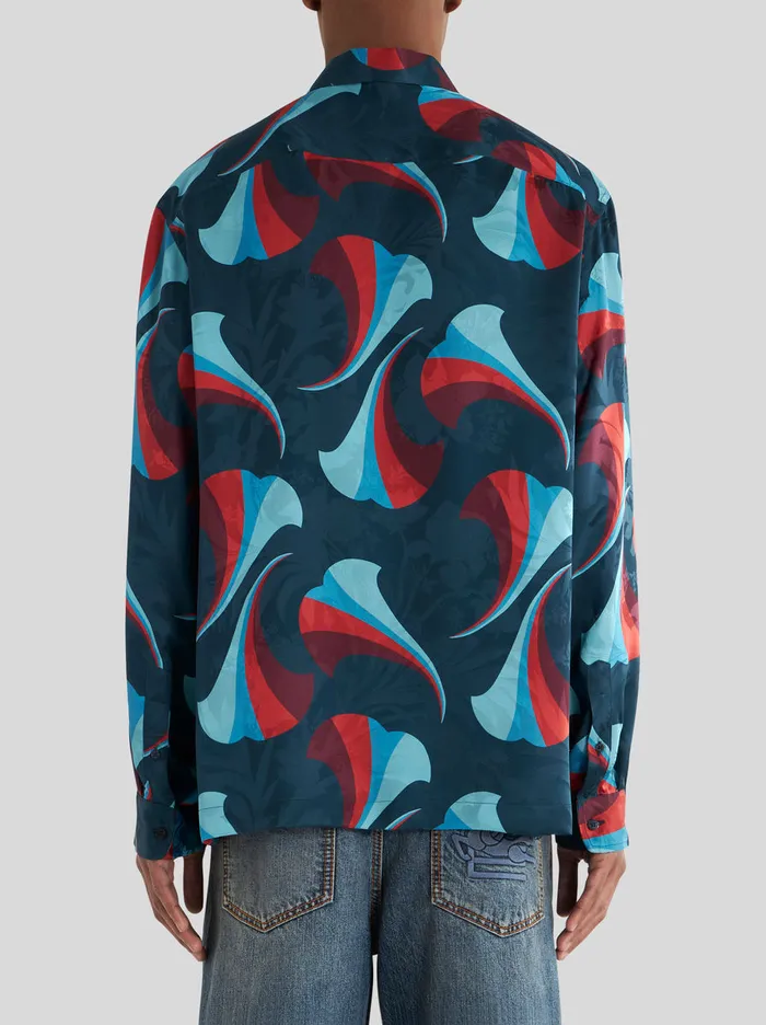 Men Silk Bowling Shirt With Floral Print Etro Shirts