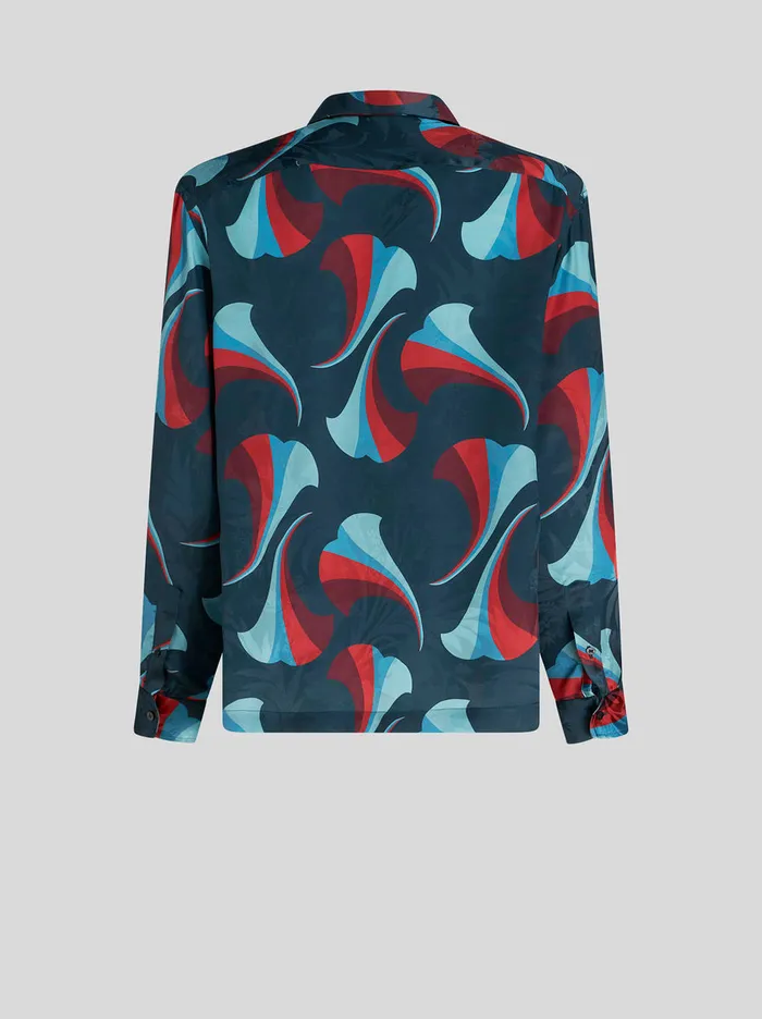 Men Silk Bowling Shirt With Floral Print Etro Shirts