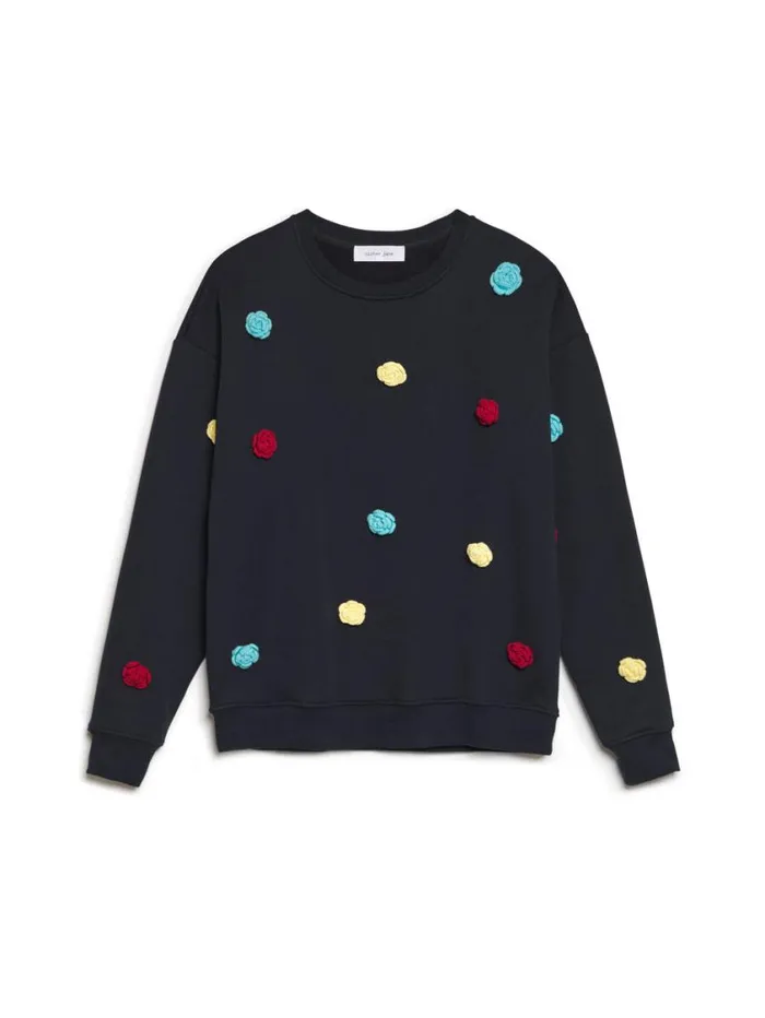 Men Sister Jane Shirts Henry Rose Sweatshirt Navy Blue