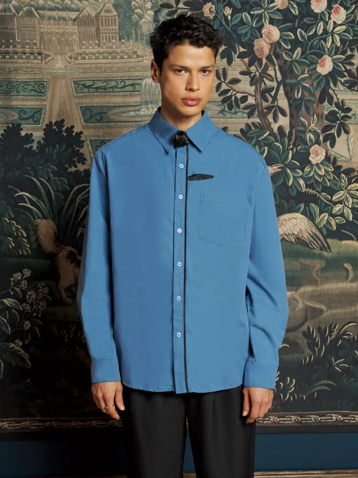 Men Sister Jane Shirts Penny Flower Shirt Peacock Blue