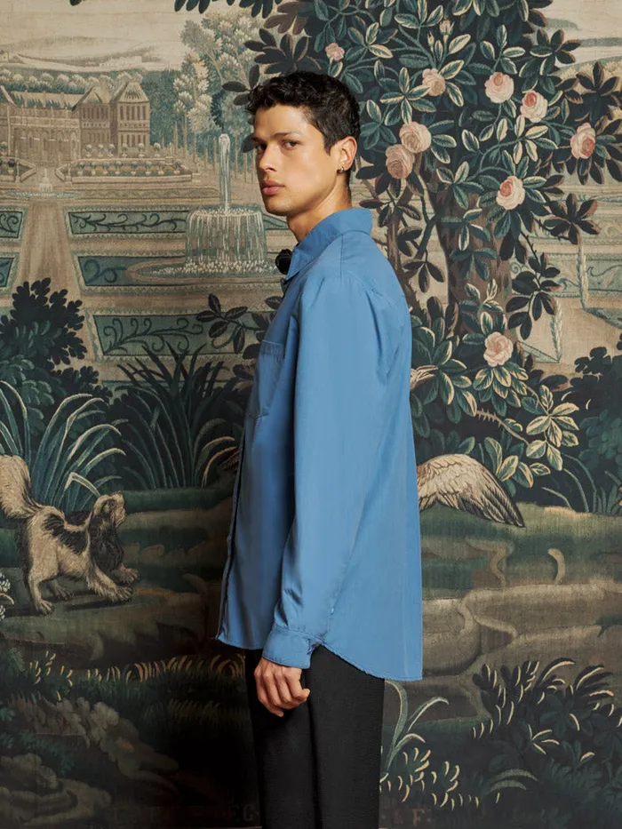 Men Sister Jane Shirts Penny Flower Shirt Peacock Blue