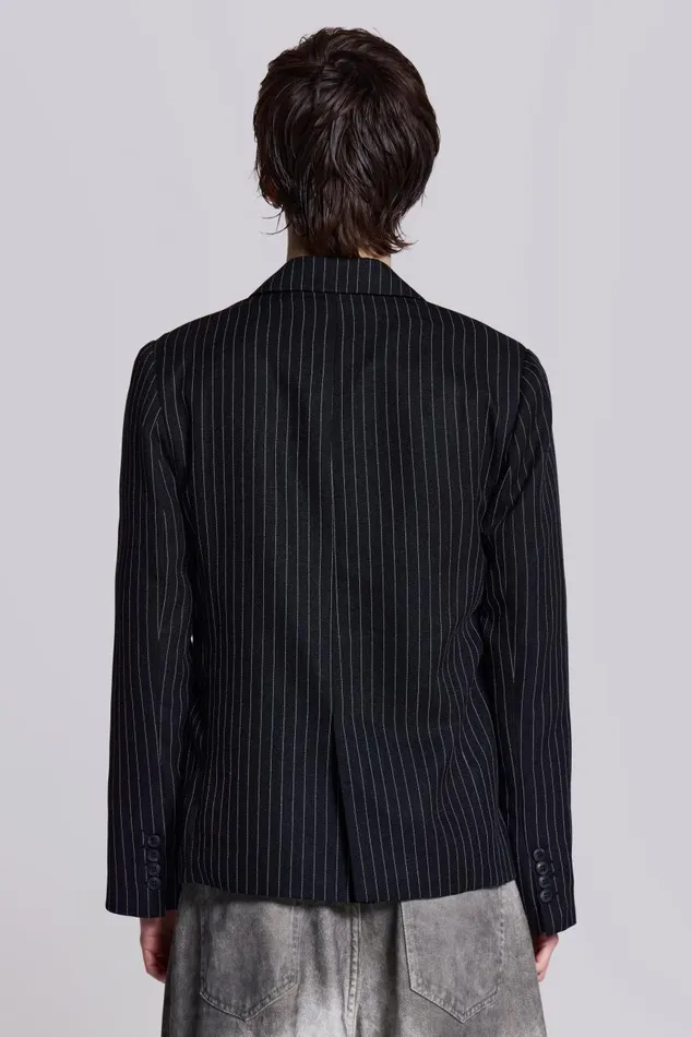Men Slim Fit Pinstripe Blazer Jaded London Outerwear