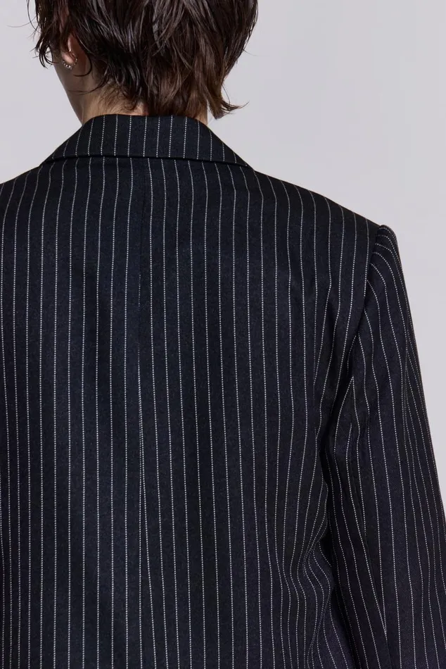 Men Slim Fit Pinstripe Blazer Jaded London Outerwear