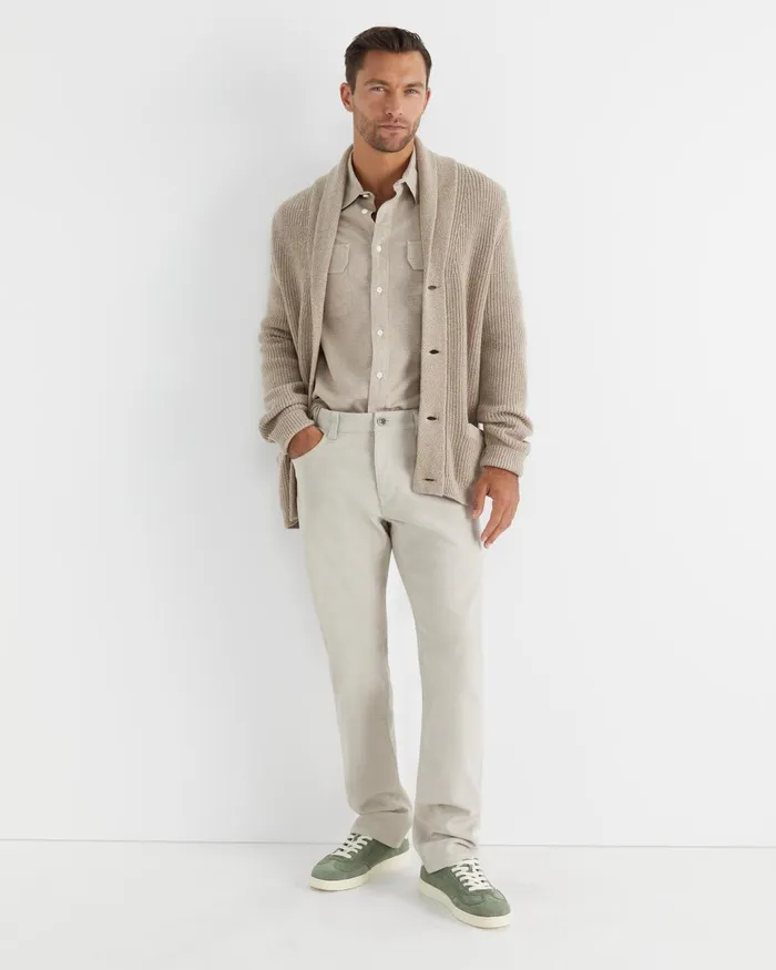 Men Sportscraft Jackets and Blazers Nelson Merino Wool Cardigan Biscuit
