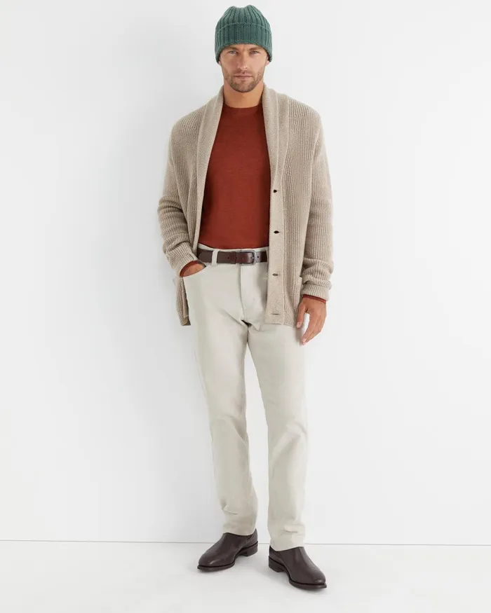 Men Sportscraft Jackets and Blazers Nelson Merino Wool Cardigan Biscuit
