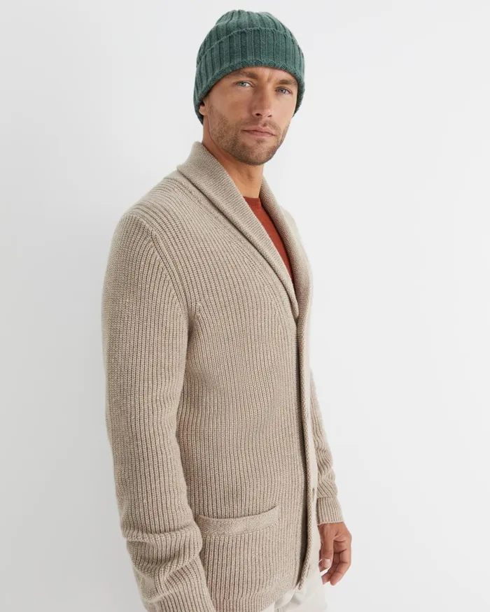 Men Sportscraft Jackets and Blazers Nelson Merino Wool Cardigan Biscuit
