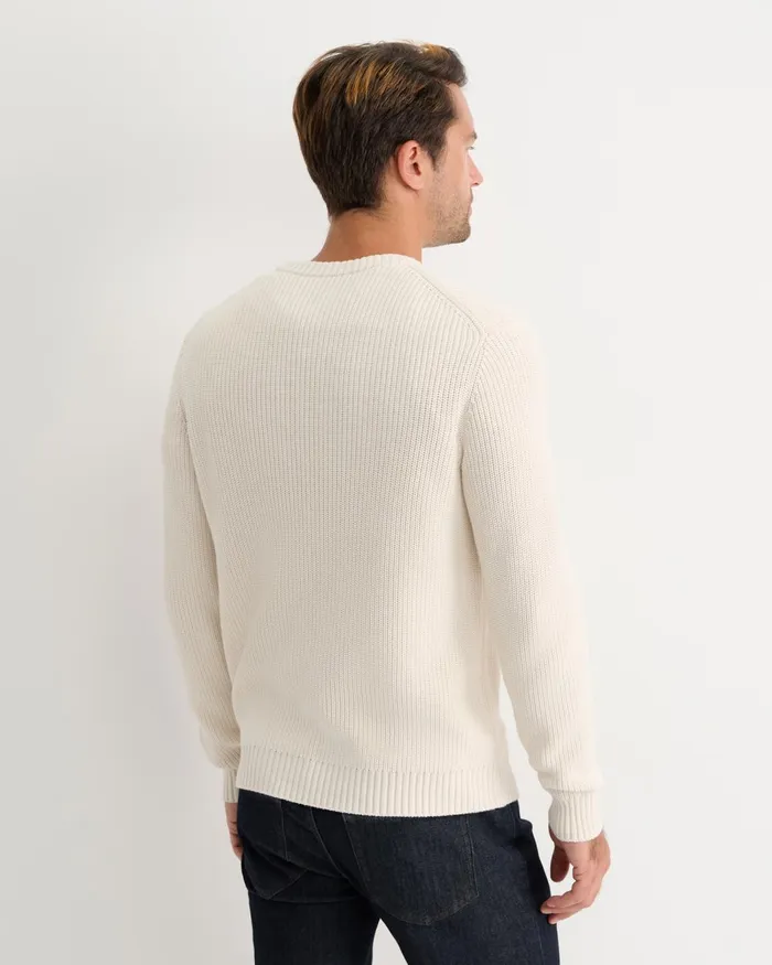 Men Sportscraft Knitwear Finn Rib Crew Neck Knit Milk
