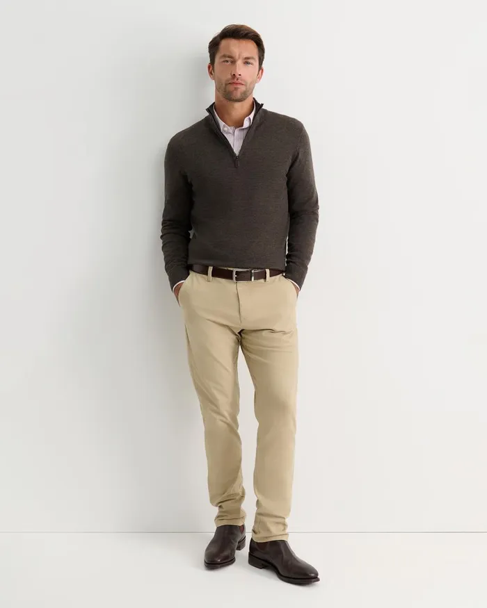 Men Sportscraft Knitwear Henry Merino Quarter Zip Knit Truffle