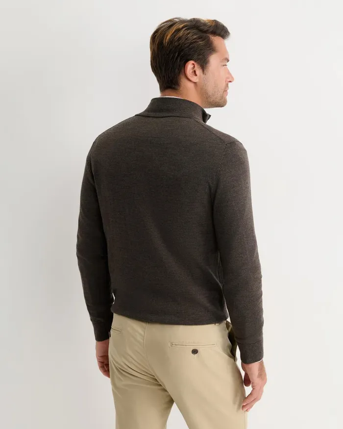 Men Sportscraft Knitwear Henry Merino Quarter Zip Knit Truffle
