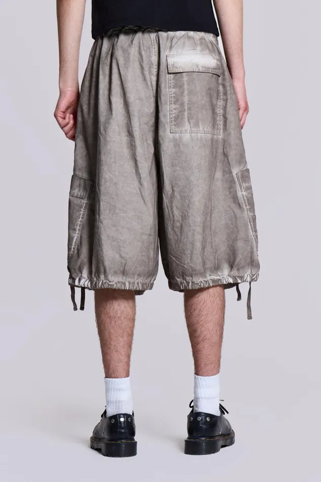 Men Stone Oil Wash Parachute Shorts Jaded London Parachute Pants