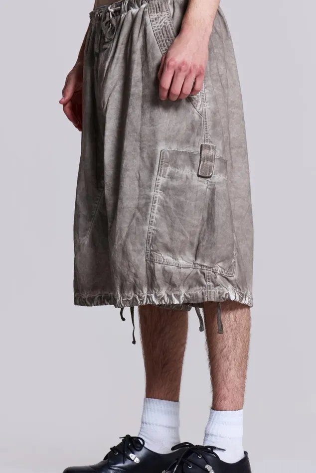 Men Stone Oil Wash Parachute Shorts Jaded London Parachute Pants