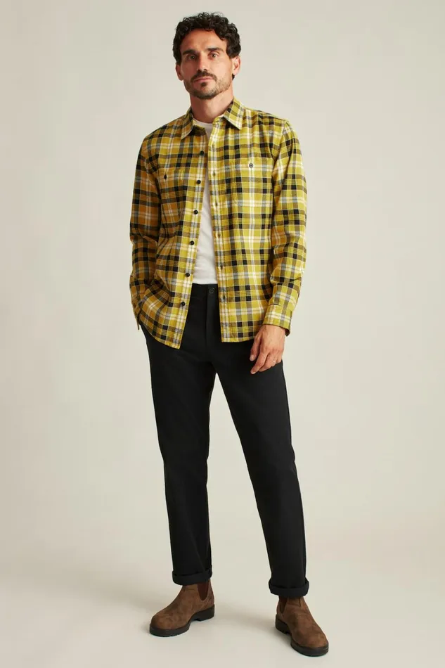 Men Stretch Flannel Shirt Big Sky Plaid Bonobos Casual Shirts