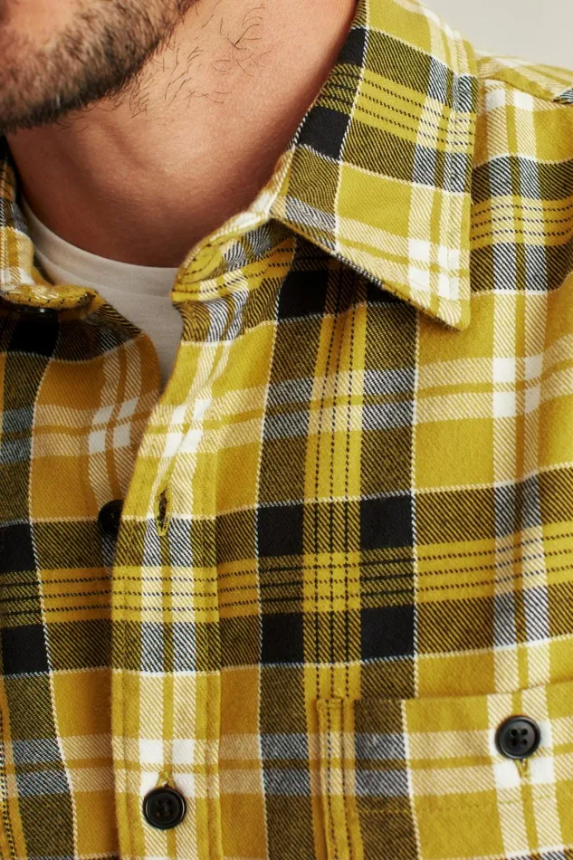 Men Stretch Flannel Shirt Big Sky Plaid Bonobos Casual Shirts