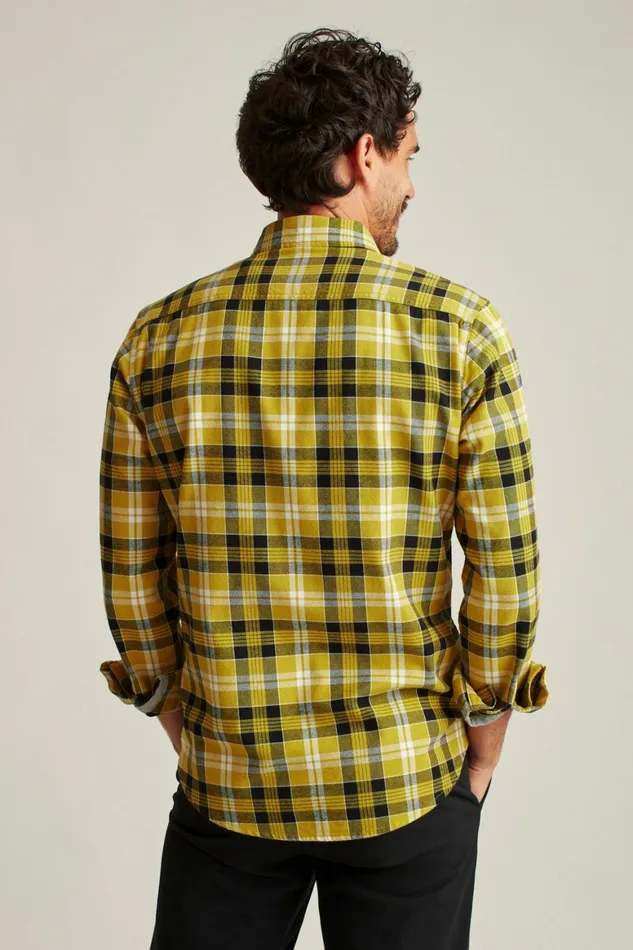 Men Stretch Flannel Shirt Big Sky Plaid Bonobos Casual Shirts