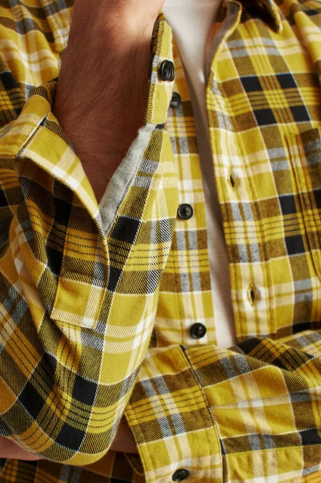 Men Stretch Flannel Shirt Big Sky Plaid Bonobos Casual Shirts