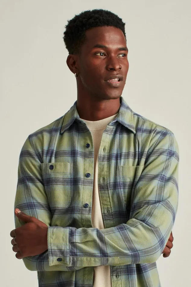 Men Stretch Flannel Shirt Tully Plaid Bonobos Casual Shirts