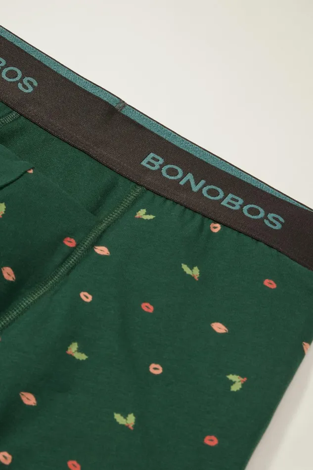 Men Supersoft Underwear Green Mistletoe Smooches Bonobos Socks and Underwear