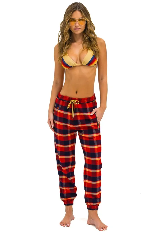Men Sweatpants Aviator Nation Unisex Plaid Lodge Pant 8211 Rugby Plaid