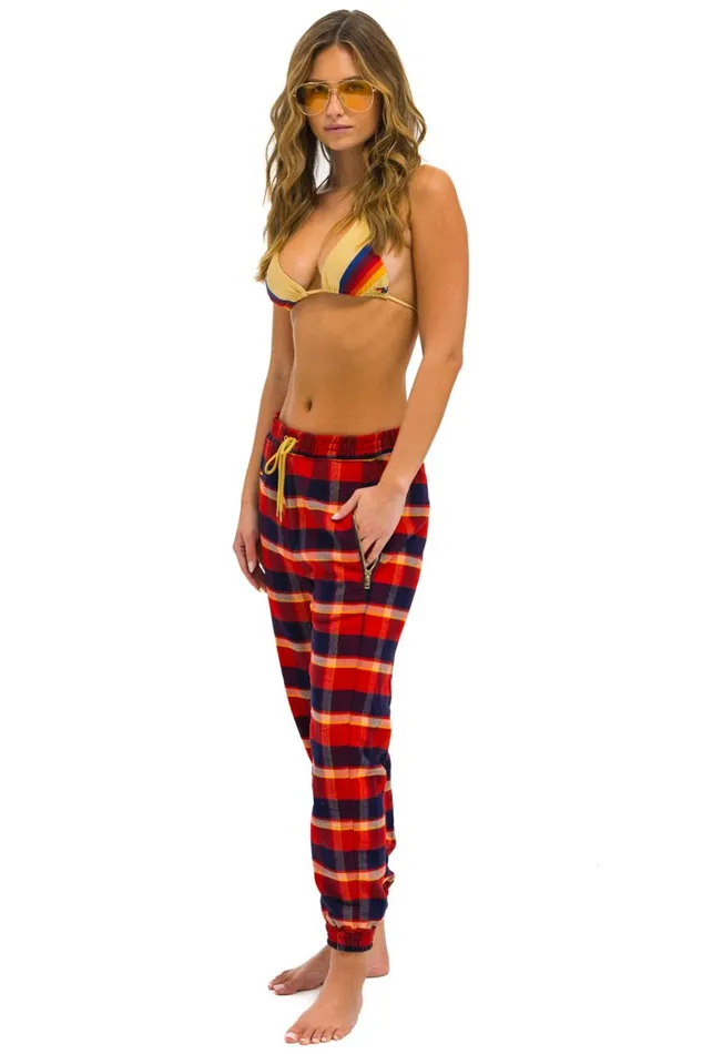 Men Sweatpants Aviator Nation Unisex Plaid Lodge Pant 8211 Rugby Plaid
