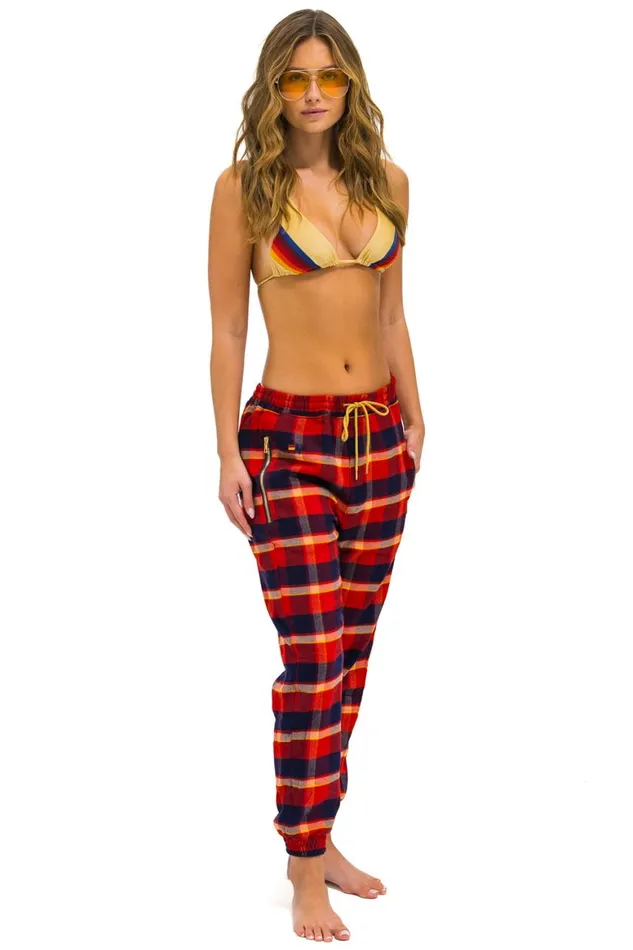 Men Sweatpants Aviator Nation Unisex Plaid Lodge Pant 8211 Rugby Plaid