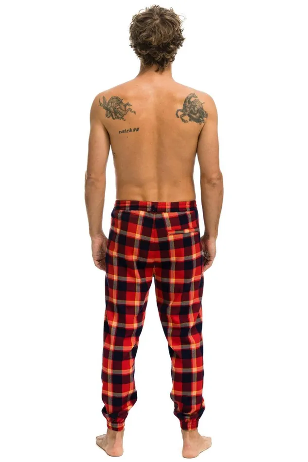 Men Sweatpants Aviator Nation Unisex Plaid Lodge Pant 8211 Rugby Plaid