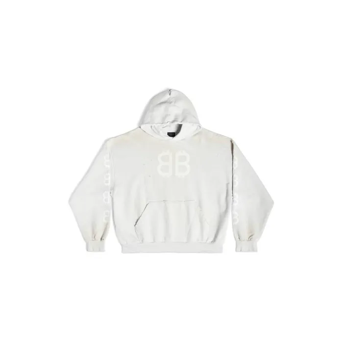 Men Sweatshirts and Hoodies Balenciaga Crypto Hoodie Medium Fit In White
