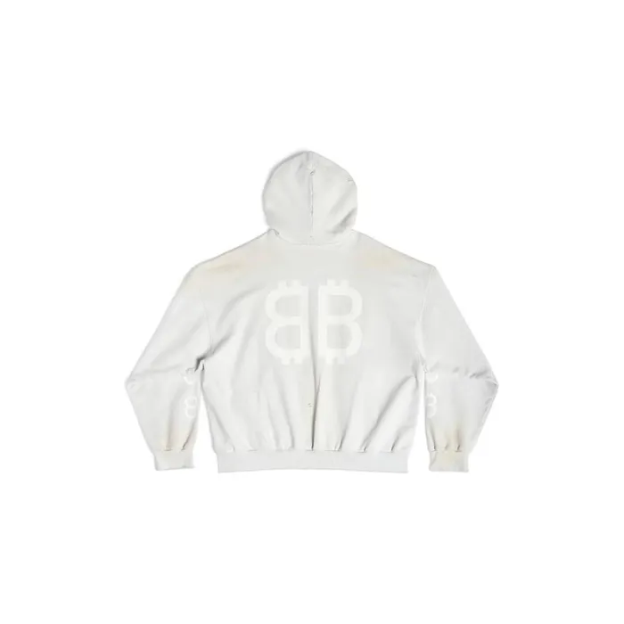 Men Sweatshirts and Hoodies Balenciaga Crypto Hoodie Medium Fit In White