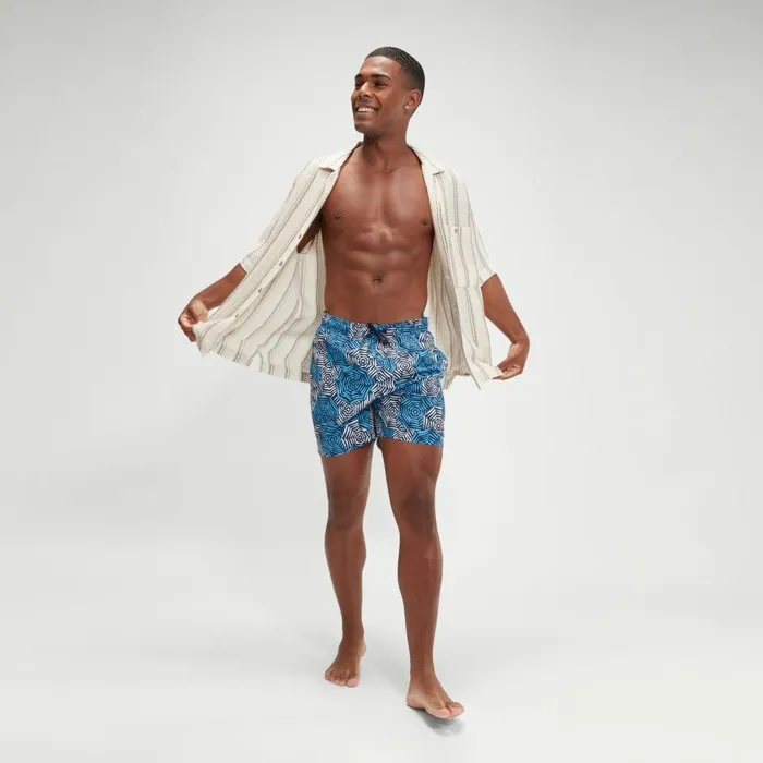 Men Swim Shorts Speedo Men039s Printed Leisure 16034 Swim Shorts BlueWhite