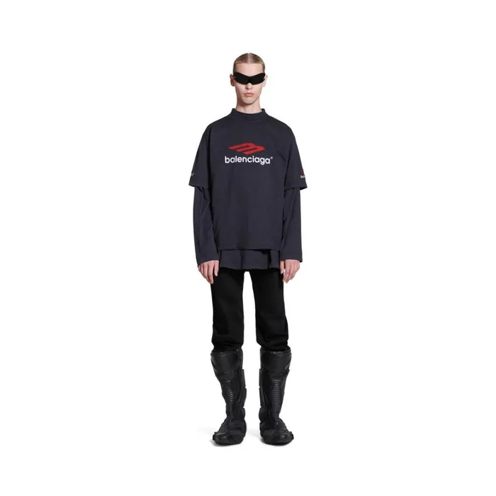 Men Tshirts Balenciaga 3b Sports Icon Tshirt Medium Fit In Blackredwhite