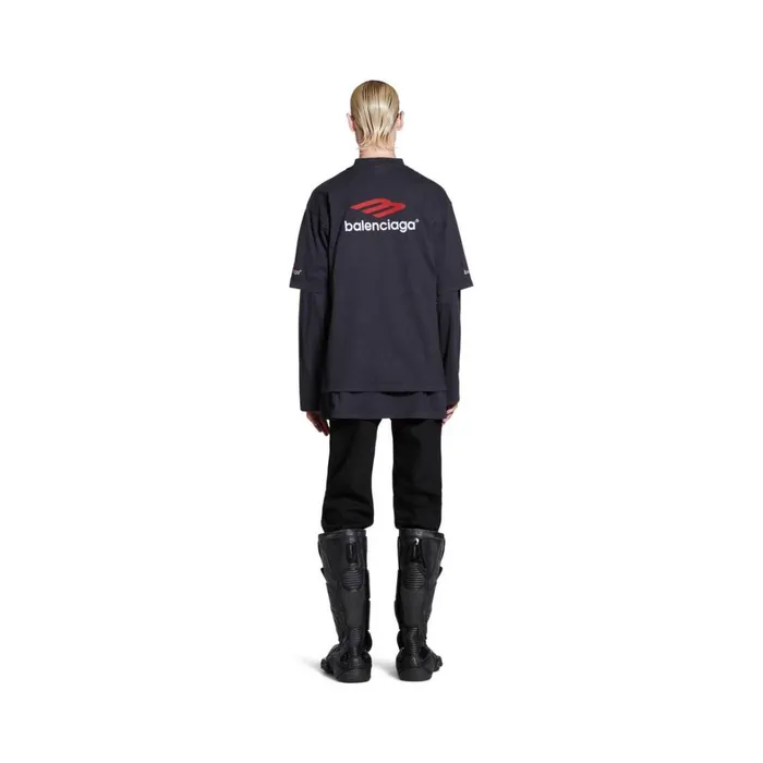 Men Tshirts Balenciaga 3b Sports Icon Tshirt Medium Fit In Blackredwhite