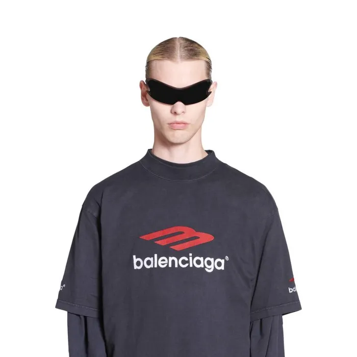 Men Tshirts Balenciaga 3b Sports Icon Tshirt Medium Fit In Blackredwhite