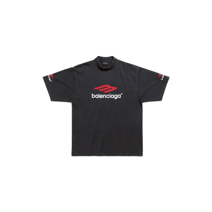 Men Tshirts Balenciaga 3b Sports Icon Tshirt Medium Fit In Blackredwhite
