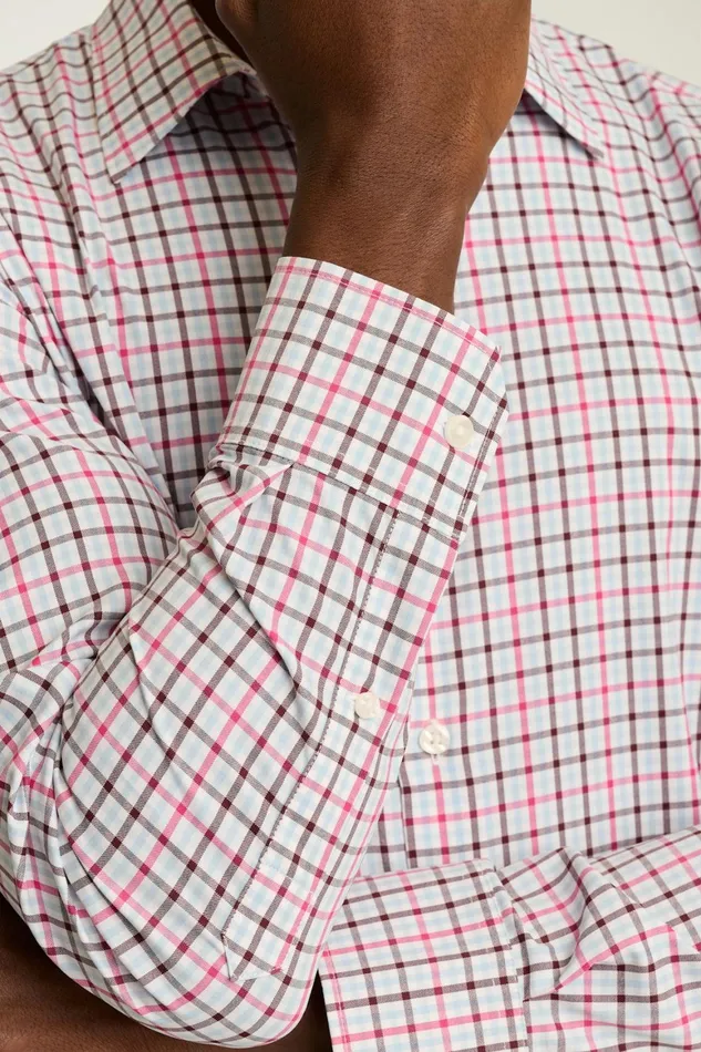 Men Tech Button Down Shirt Crimson Blue Check Bonobos Casual Shirts