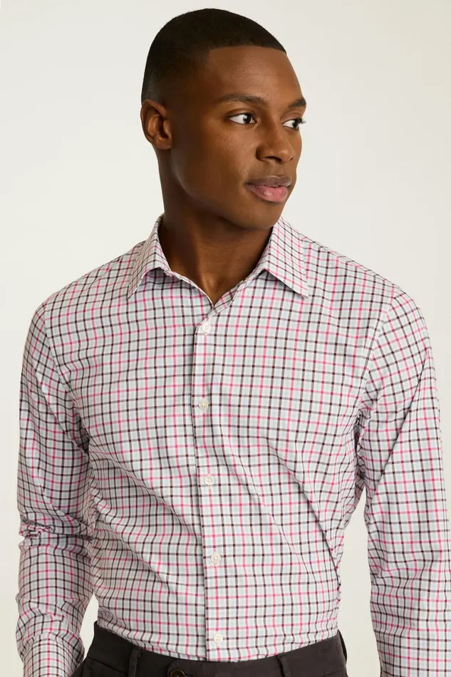 Men Tech Button Down Shirt Crimson Blue Check Bonobos Casual Shirts