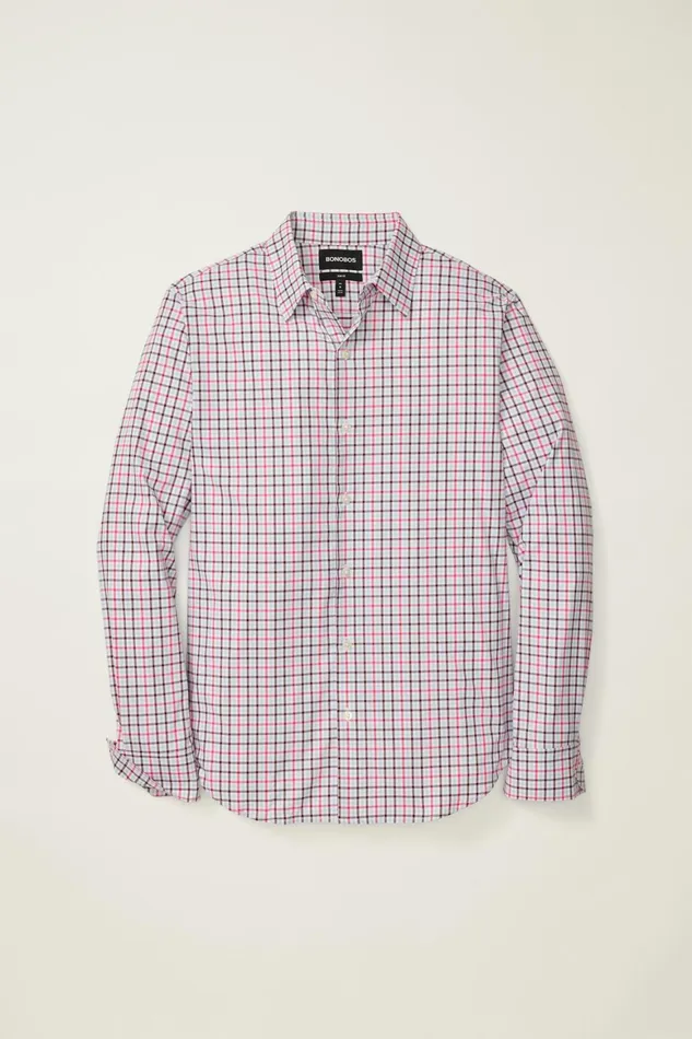 Men Tech Button Down Shirt Crimson Blue Check Bonobos Casual Shirts