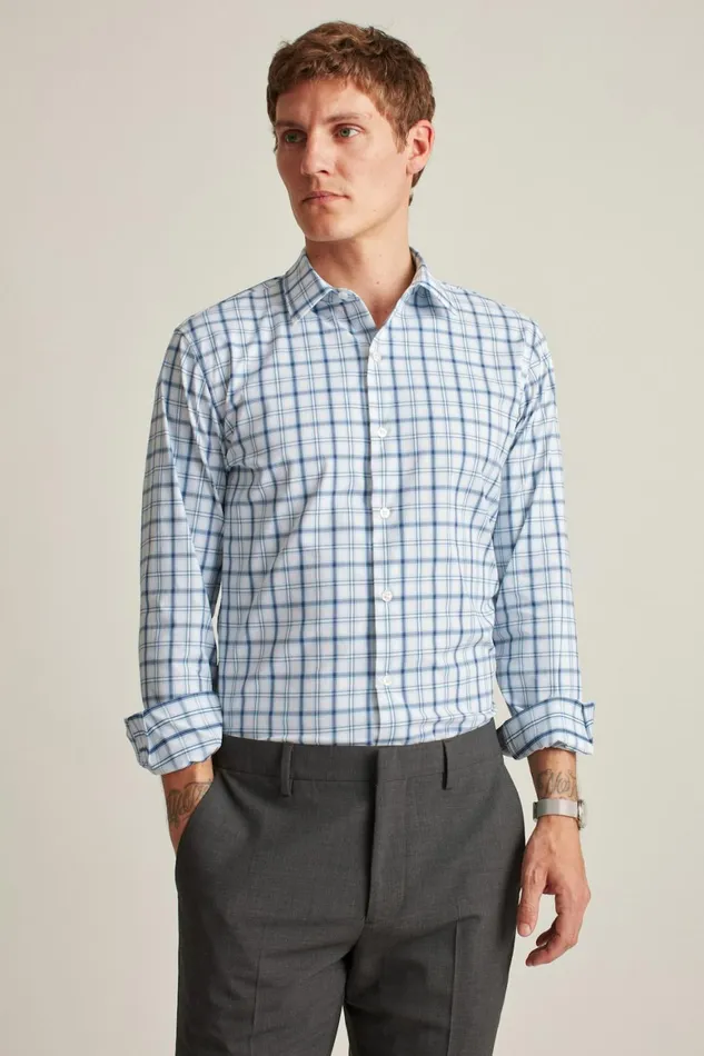 Men Tech Button Down Shirt Freemont Plaid Bonobos Casual Shirts