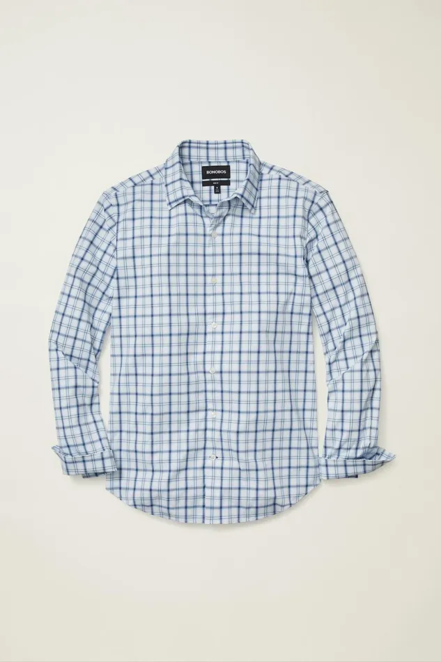 Men Tech Button Down Shirt Freemont Plaid Bonobos Casual Shirts