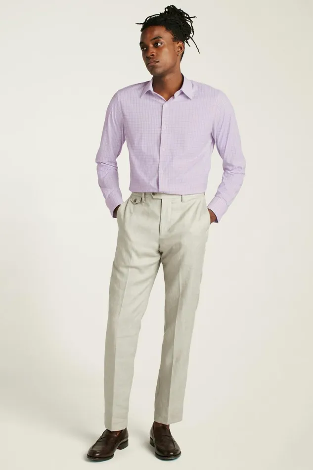 Men Tech Button Down Shirt Lilac Pascal Plaid Bonobos Casual Shirts