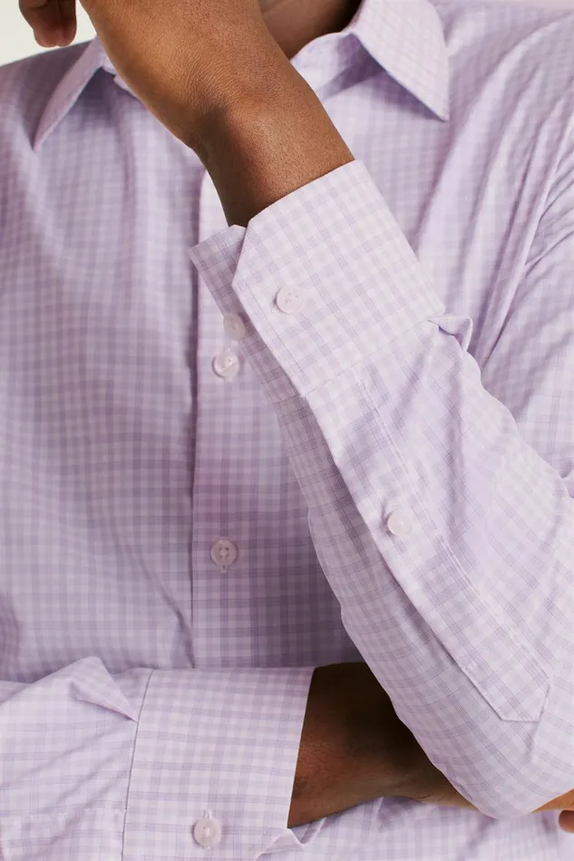 Men Tech Button Down Shirt Lilac Pascal Plaid Bonobos Casual Shirts