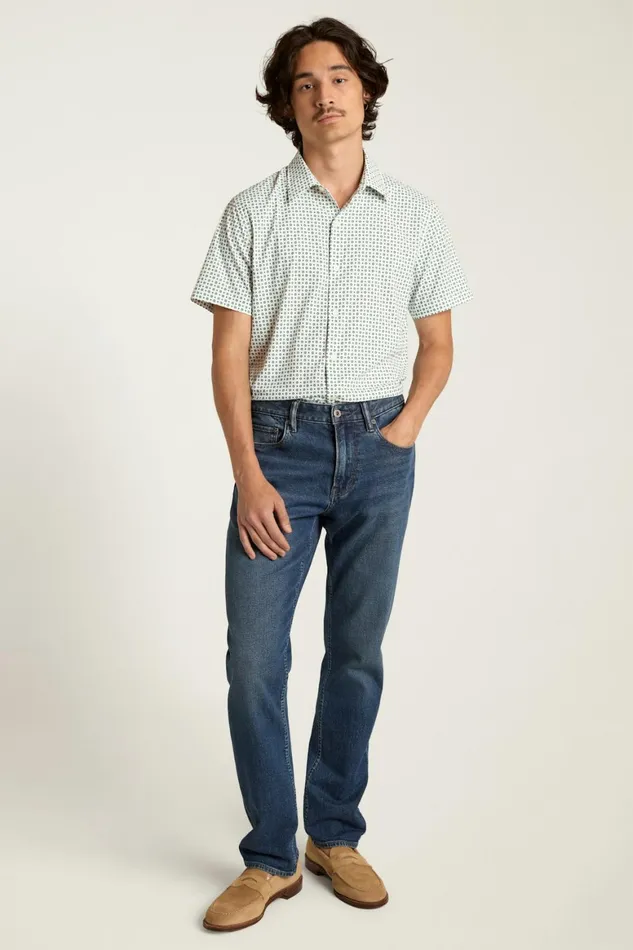 Men Tech Short Sleeve Shirt White Clocks Bonobos Short Sleeve Shirts