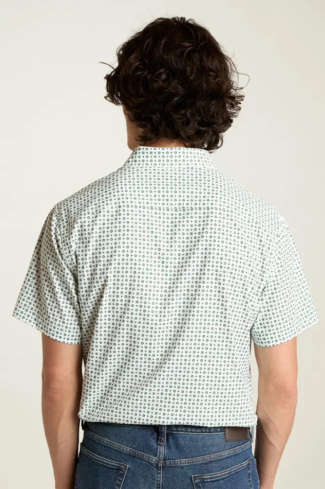 Men Tech Short Sleeve Shirt White Clocks Bonobos Short Sleeve Shirts