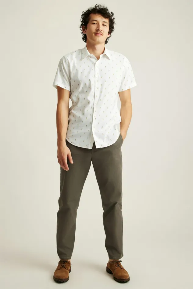 Men Tech Short Sleeve Shirt White Pineapple Party Bonobos Short Sleeve Shirts