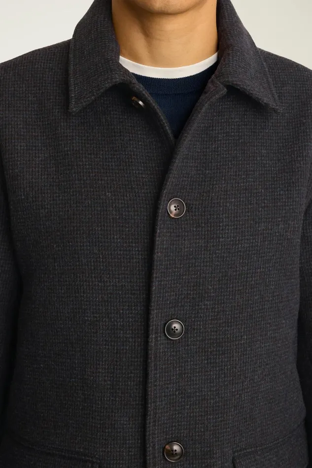 Men The Italian Wool Car Coat Navy Blue Bonobos Jackets and Coats