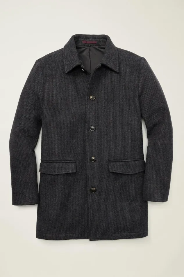 Men The Italian Wool Car Coat Navy Blue Bonobos Jackets and Coats