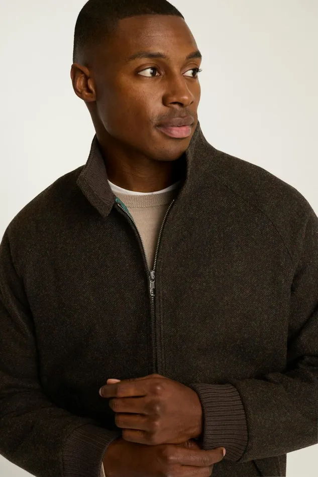 Men The Italian Wool Harrington Jacket Brown Chanteclair Bonobos Jackets and Coats