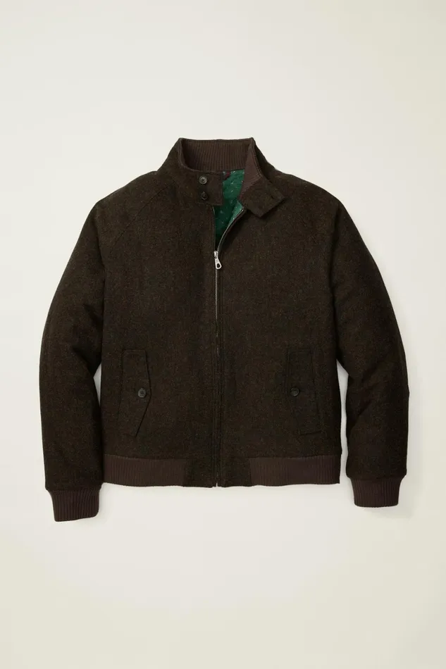 Men The Italian Wool Harrington Jacket Brown Chanteclair Bonobos Jackets and Coats