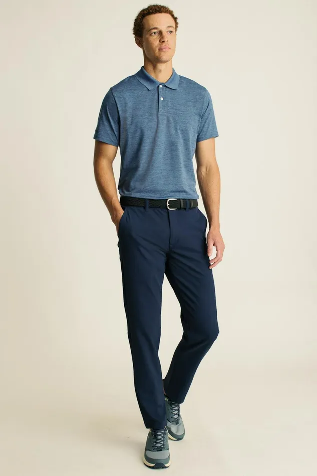 Men The Performance Golf Polo Heather Denim Blue Bonobos Polos